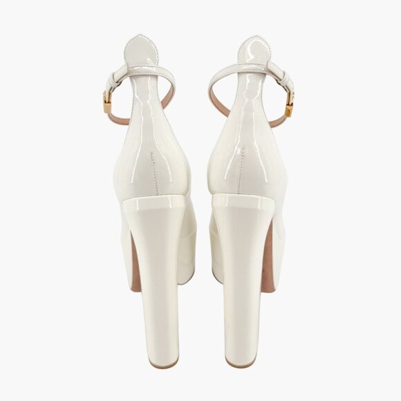 Valentino Garavani Tan-Go Platform Pumps EU 41 US 11 White Pointed High Heel - Picture 7 of 13